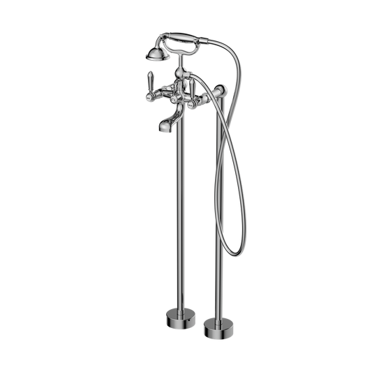 York Freestanding Bath Set With Metal Hand Shower Chrome