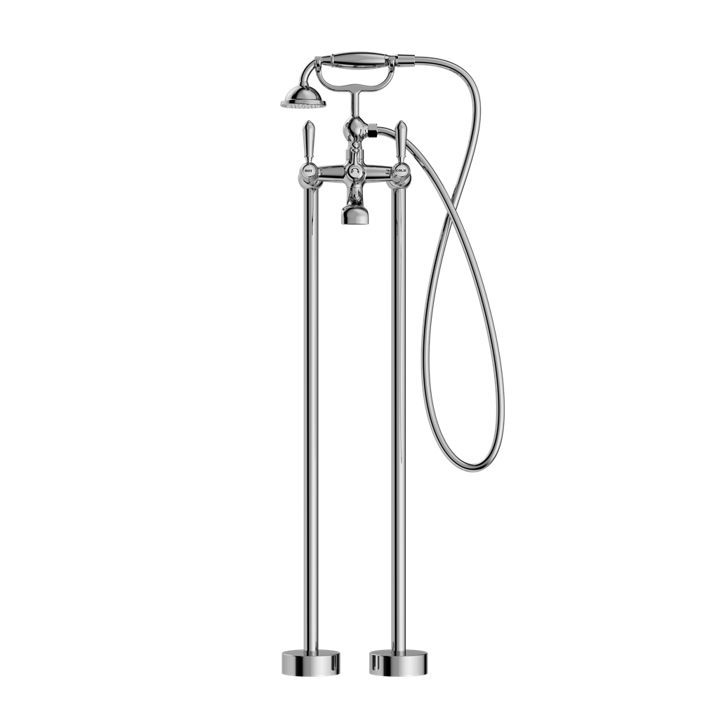 York Freestanding Bath Set With Metal Hand Shower Chrome