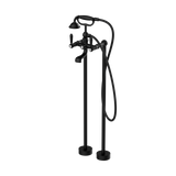 York Freestanding Bath Set With Metal Hand Shower Matte Black