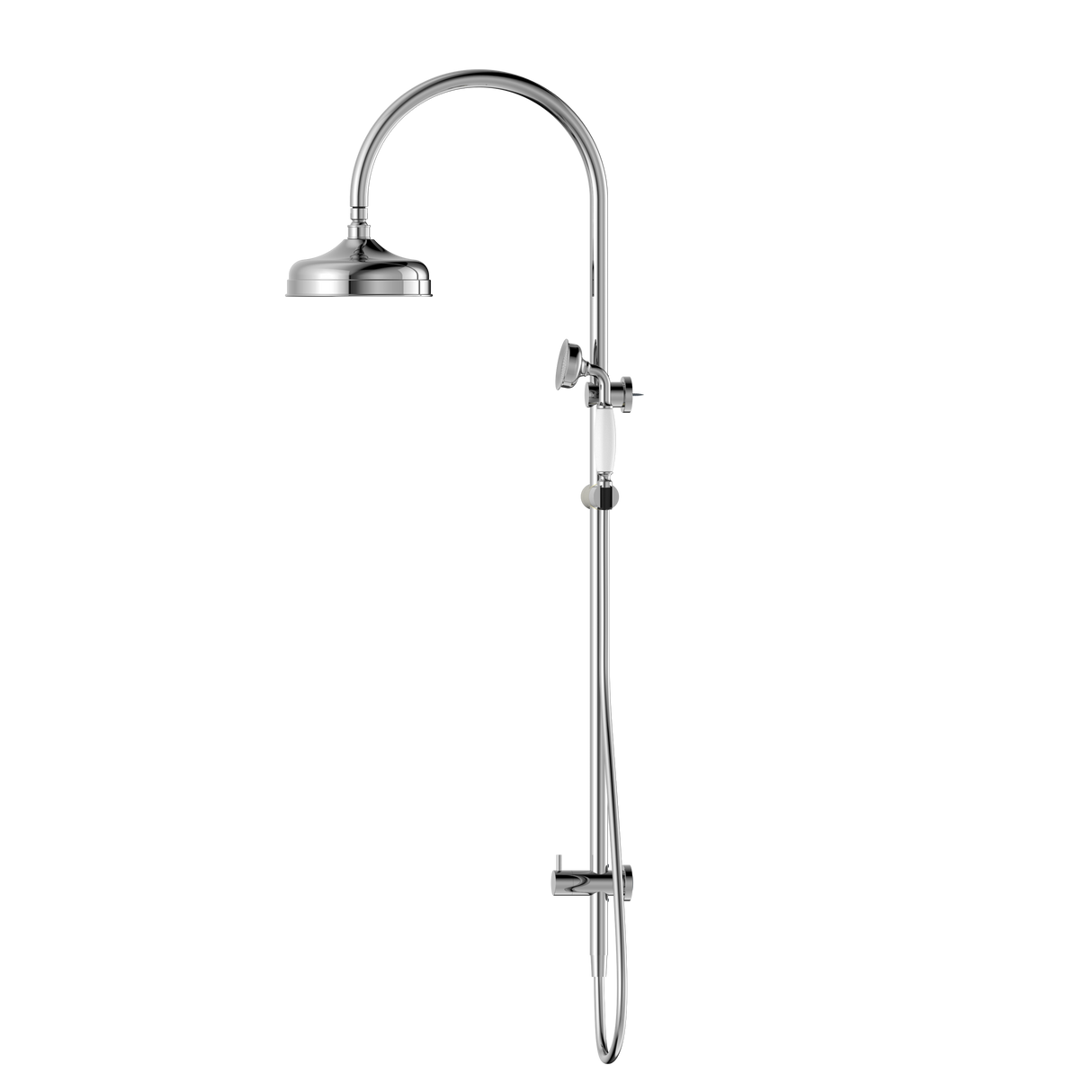York Twin Shower With White Porcelain Hand Shower Chrome