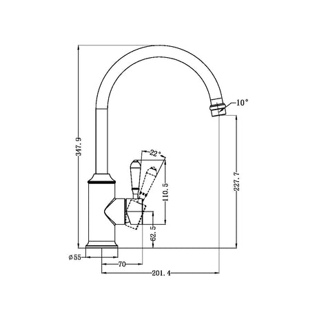 York Kitchen Mixer Gooseneck Spout With Metal Lever Brushed Nickel