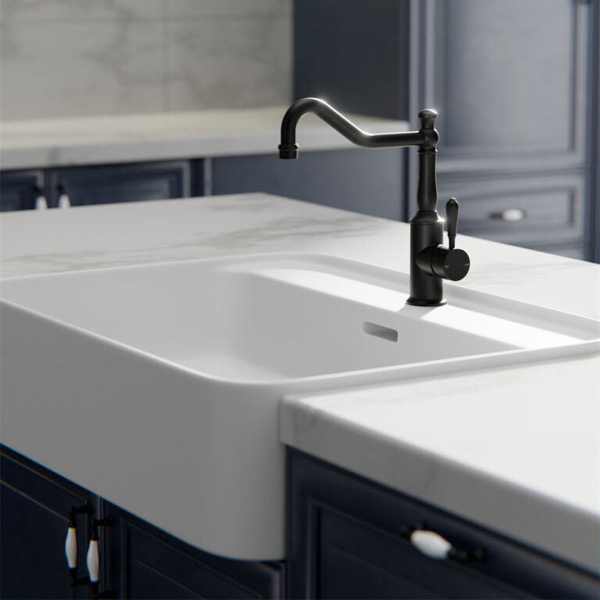 York Kitchen Mixer Hook Spout With Metal Lever Matte Black