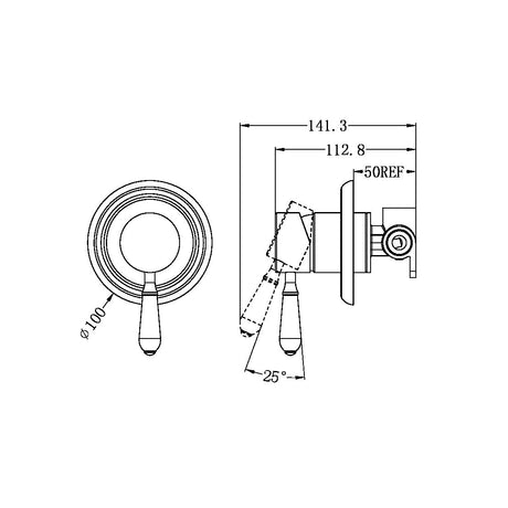 York Shower Mixer With White Porcelain Lever Brushed Nickel