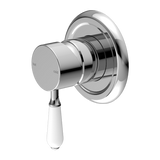 York Shower Mixer With White Porcelain Lever Chrome