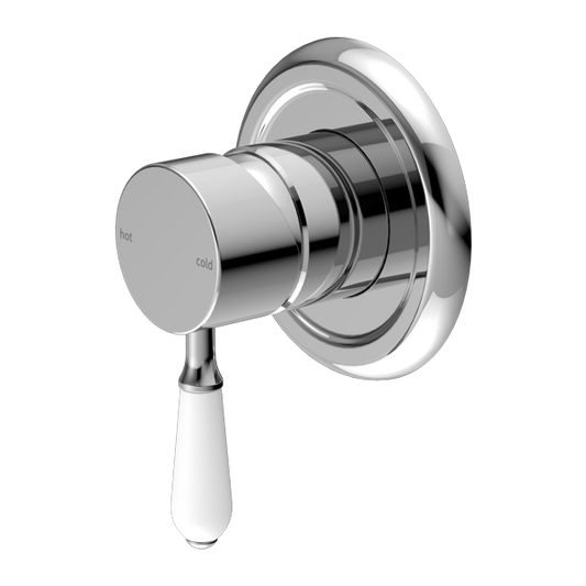 York Shower Mixer With White Porcelain Lever Chrome
