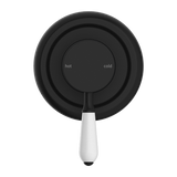 York Shower Mixer With White Porcelain Lever Matte Black