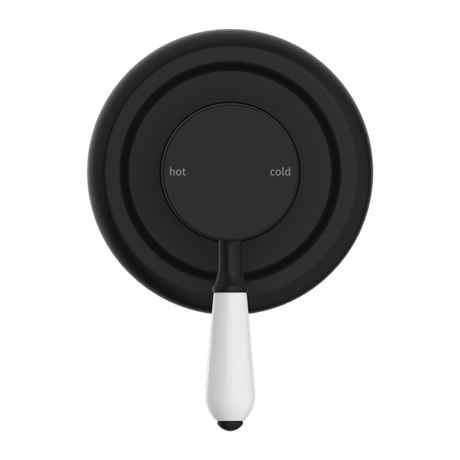 York Shower Mixer With White Porcelain Lever Matte Black