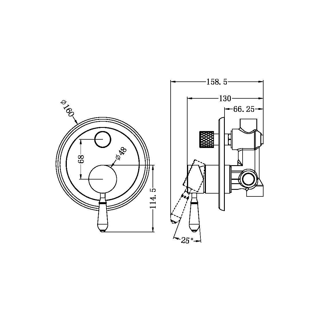 York Shower Mixer With Divertor With Metal Lever Brushed Nickel