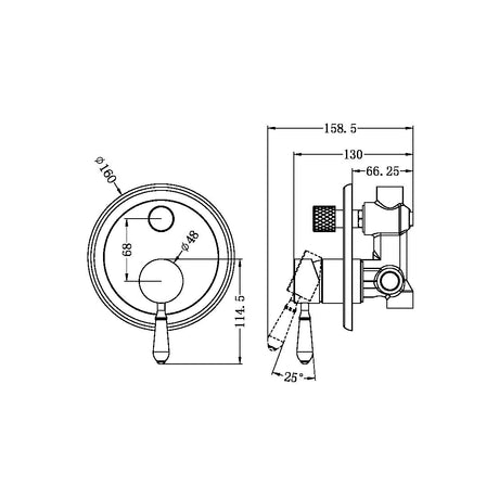 York Shower Mixer With Divertor With White Porcelain Lever Brushed Nickel