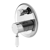 York Shower Mixer With Divertor With White Porcelain Lever Chrome