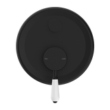 York Shower Mixer With Divertor With White Porcelain Lever Matte Black