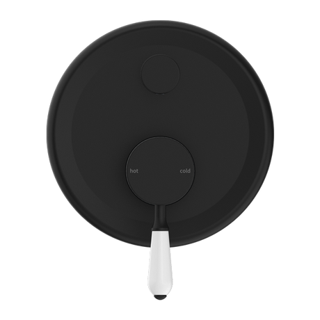 York Shower Mixer With Divertor With White Porcelain Lever Matte Black