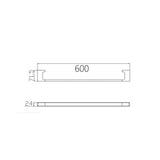 PEARL SINGLE TOWEL RAIL 600MM CHROME