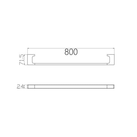 PEARL SINGLE TOWEL RAIL 800MM GUN METAL