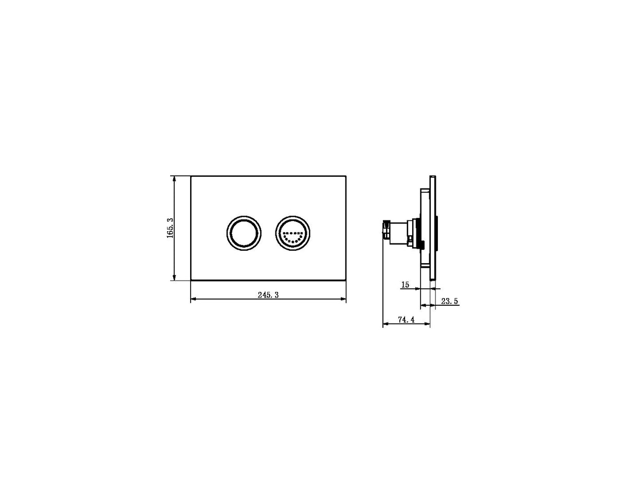 Raised Disabled Care Pneumatic Flush Buttons Plate Dda Compliant Matte Black
