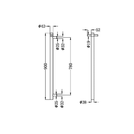 Heated Vertical Towel Rail Brushed Gold