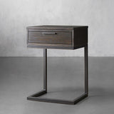 Palmer Wood Storage Nightstand Sleek Iron Frame Night side Table