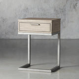 Palmer Wood Storage Nightstand Sleek Iron Frame Night side Table