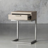 Palmer Wood Storage Nightstand Sleek Iron Frame Night side Table