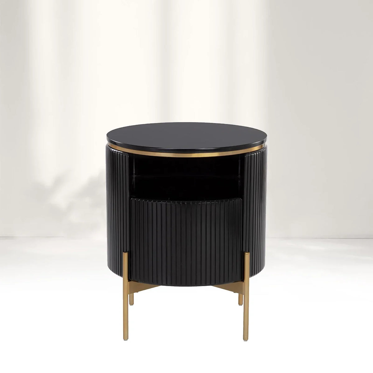 Panoso Wood Nightstand Luxurious Side Table with Gold Base
