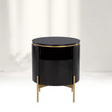 Panoso Wood Nightstand Luxurious Side Table with Gold Base