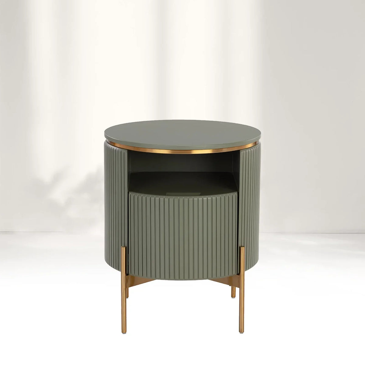 Panoso Wood Nightstand Luxurious Side Table with Gold Base