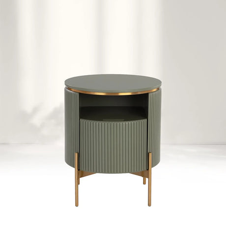 Panoso Wood Nightstand Luxurious Side Table with Gold Base