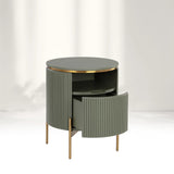 Panoso Wood Nightstand Luxurious Side Table with Gold Base