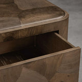 Polanco Wood Closed Nightstand Mosaic Surface Bedside Table