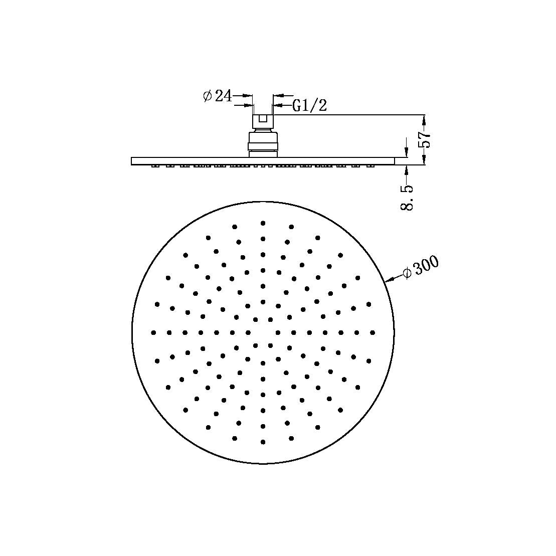 300mm Round Shower Head Matte Black