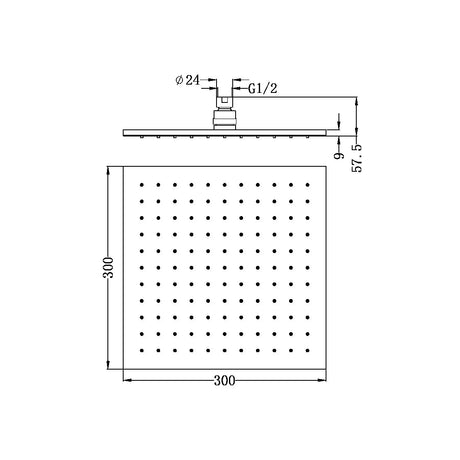 300mm Square Shower Head Chrome