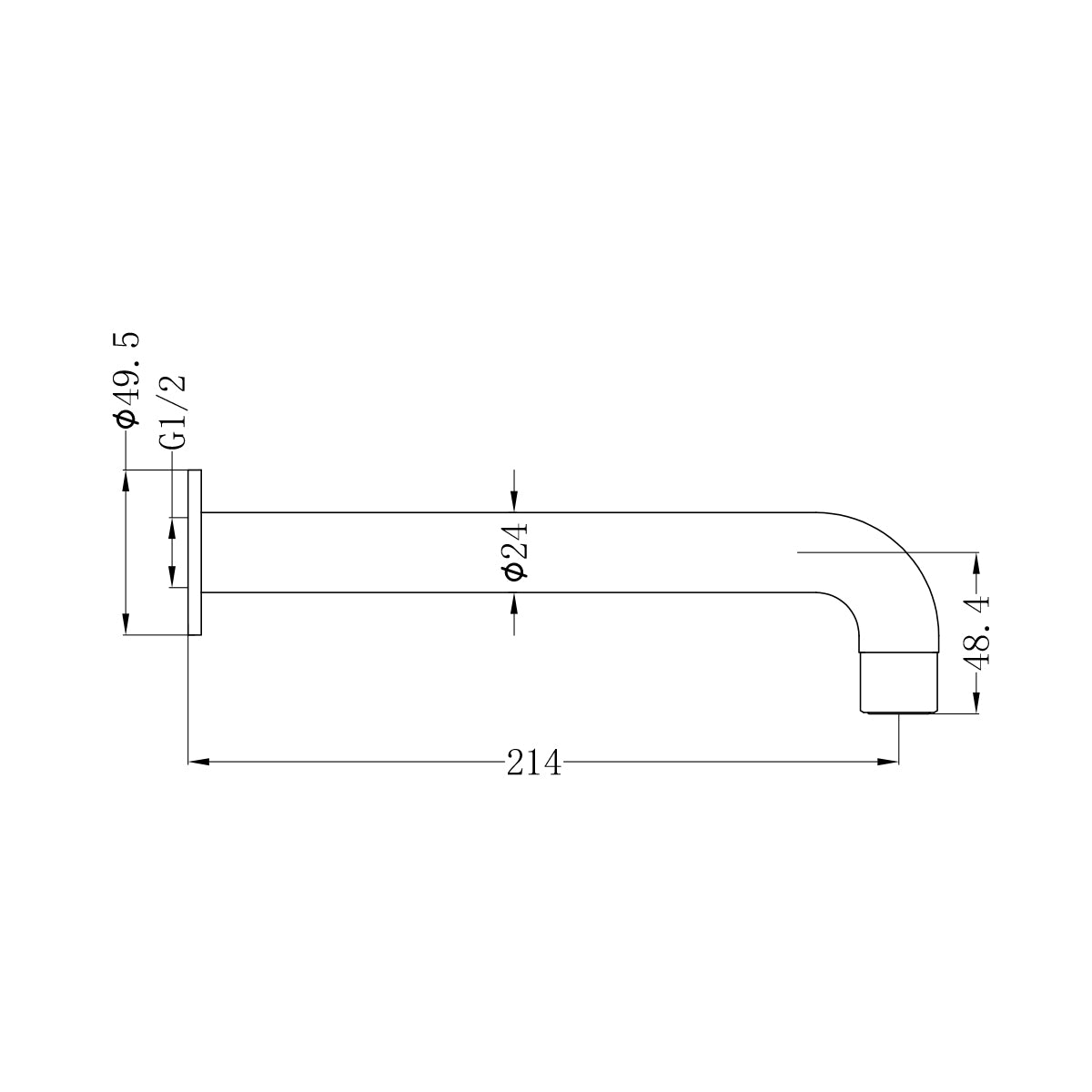 Dolce Basin/Bath Spout Only 215mm Matte Black