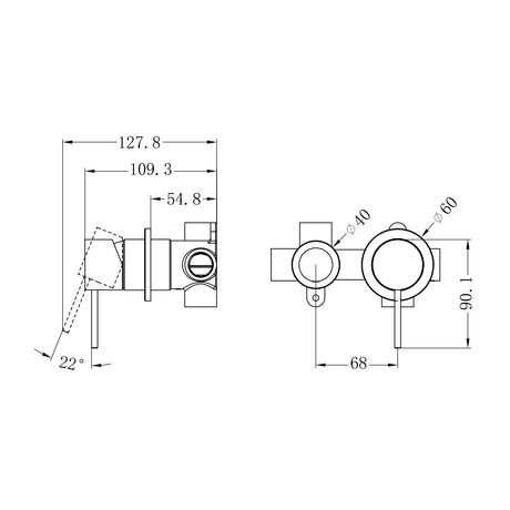 Mecca Shower Mixer With Horizontal 2 Way Divertor Matte White
