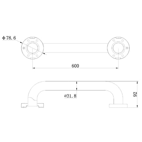 CLASSIC CARE SS304 600MM GRAB BAR (CONCEALED FIXING) MATTE BLACK