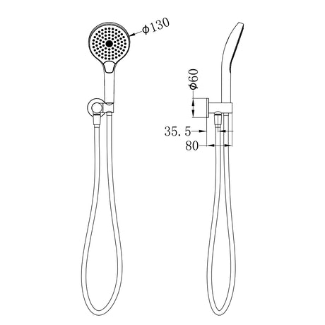 MECCA SHOWER ON BRACKET WITH AIR SHOWER II CHROME