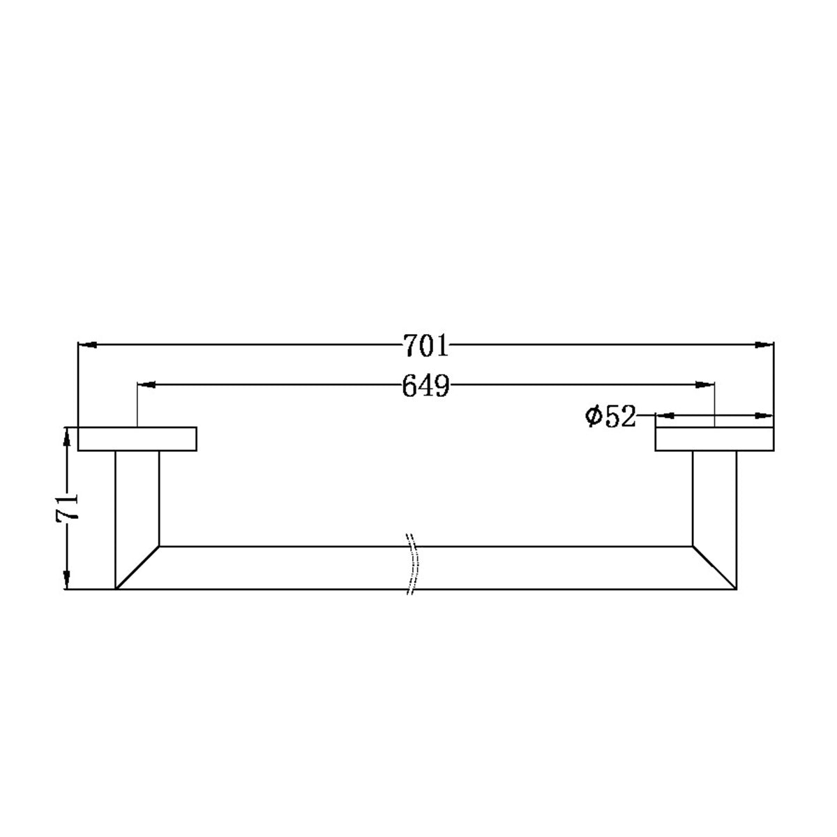 NERO Dolce Single Towel Rail 700mm Brushed Nickel