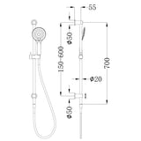 3 Function Shower Rail Gun Metal - Top Water Inlet