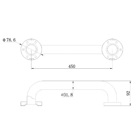 CLASSIC CARE SS304 450MM GRAB BAR (CONCEALED FIXING) CHROME