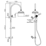 York Twin Shower With Metal Hand Shower Brushed Nickel