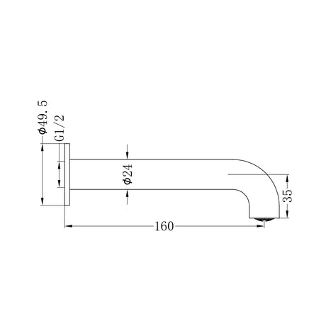 Mecca Basin/Bath Spout Inlet G1/2 Only 160mm Matte White