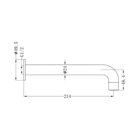 Dolce Basin/Bath Spout Only 215mm Brushed Nickel