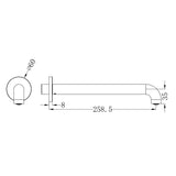 MECCA BASIN/BATH SPOUT ONLY 260MM BRUSHED NICKEL