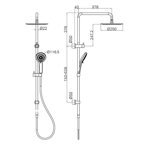 Round Twin Shower Chrome