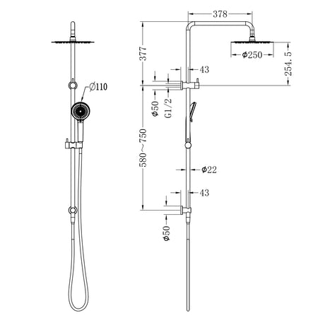 Round Project Twin Shower 4 Star Rating Gun Metal
