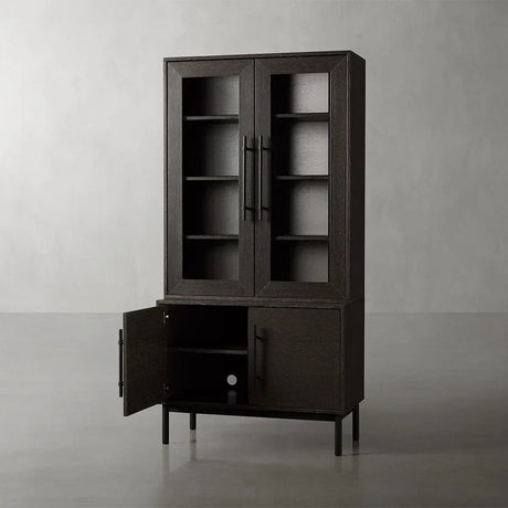Sullivan Oak Wood Rustic Display Cabinet