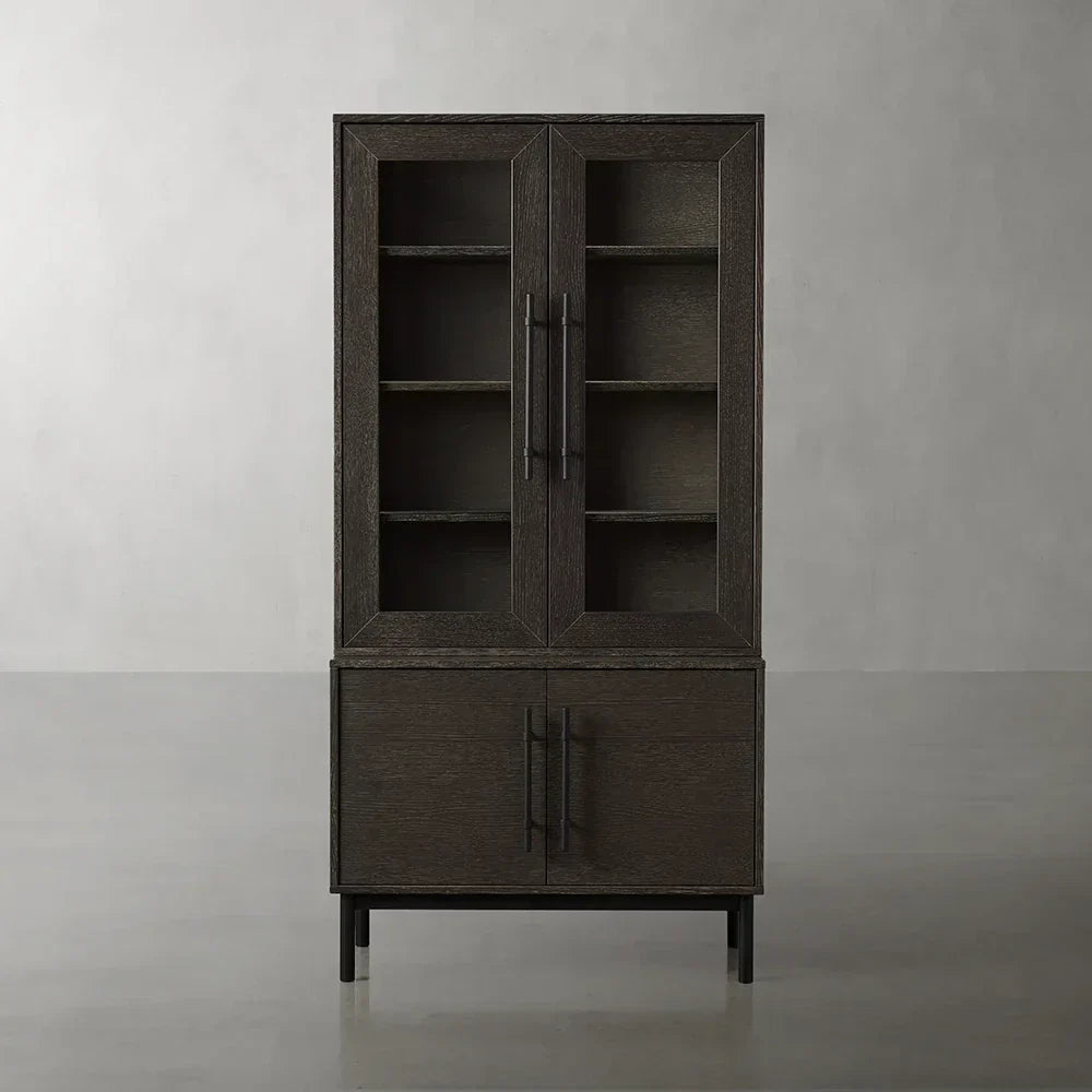 Sullivan Oak Wood Rustic Display Cabinet