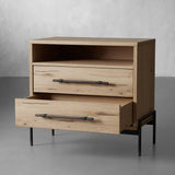 Sullivan Closed Solid Oak Wood Nightstand Rustic Night side table with Two Drawers