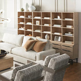 Sullivan Large Modular Bookcase Wood Living Room Tall Cabinet with File Drawers