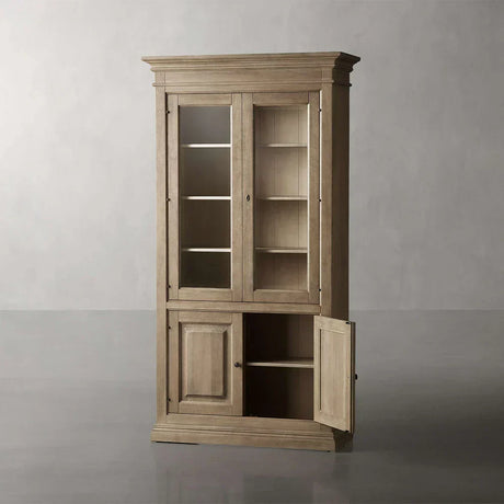 Tuscany Italian Crafted Wood Display Storage Cabinet With Glass Door
