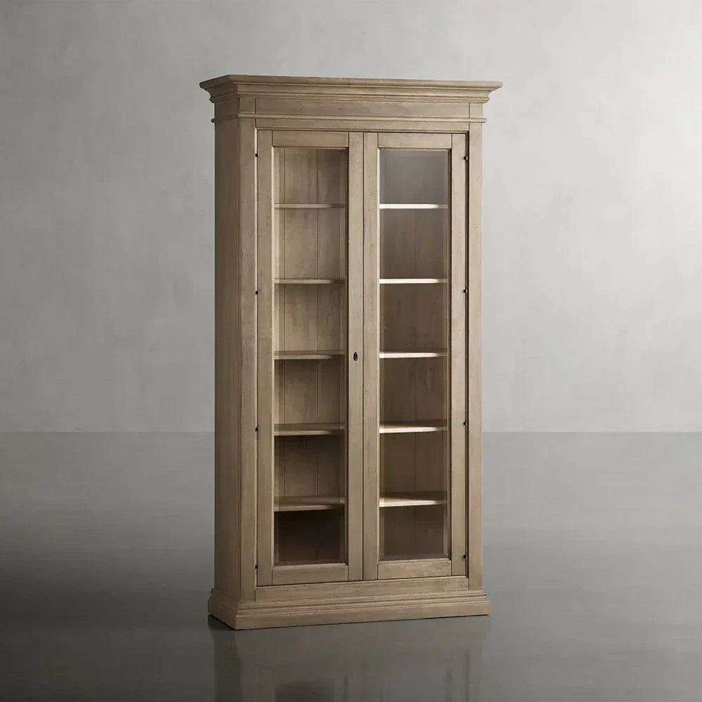 Tuscany Italian Wood Glass Door Display Cabinets With Adjustable Shelves